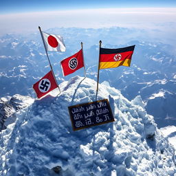 The summit of Mount Everest, showcasing a breathtaking view of the peak covered in snow