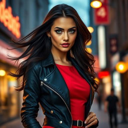 A striking portrait of a woman named Georjina, embodying a confident and fierce personality