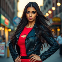 A striking portrait of a woman named Georjina, embodying a confident and fierce personality