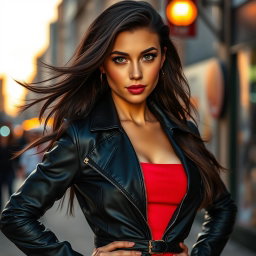 A striking portrait of a woman named Georjina, embodying a confident and fierce personality