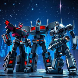 A stunning scene set on the planet Cybertron with a metallic atmosphere