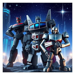 A stunning scene set on the planet Cybertron with a metallic atmosphere