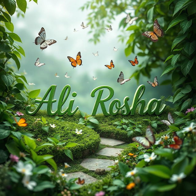 A beautiful and enchanting scene featuring a lush green landscape