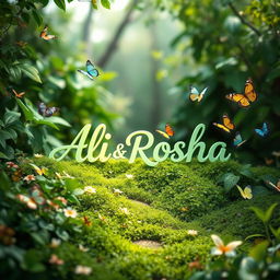 A beautiful and enchanting scene featuring a lush green landscape
