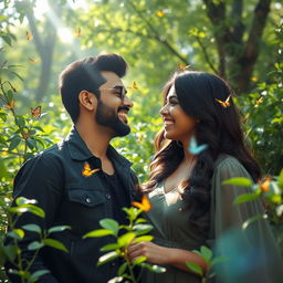 A romantic scene featuring a beautiful couple named Ali and Rosha