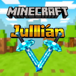 A vibrant Minecraft-themed background featuring blocky landscapes, including green grass, blue sky, and pixelated trees