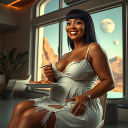 Realistic full body image of a mature woman in her 50s, with a seductive presence