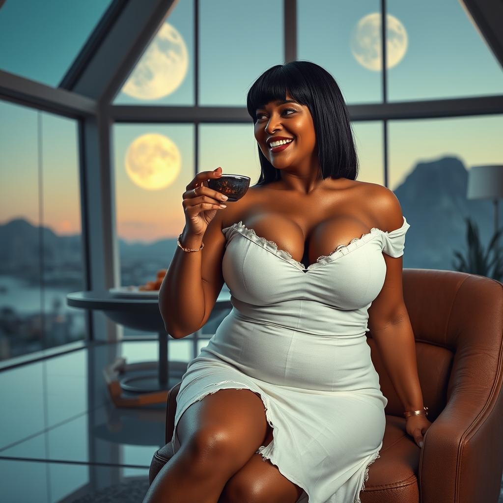 Realistic full body image of a mature woman in her 50s, with a seductive presence