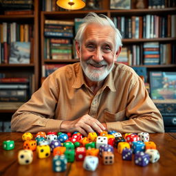 An elderly man with short white hair resembling the classic old man from Spiderman, depicted with a friendly smile