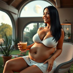 Realistic full body image of a mature woman in her 50s, embodying a seductive presence
