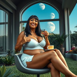 Realistic full body image of a mature woman in her 50s, embodying a seductive presence