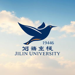 A logo design for Jilin University featuring a stylized flying bird gracefully soaring through the sky