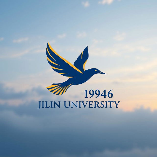 A logo design for Jilin University featuring a stylized flying bird gracefully soaring through the sky