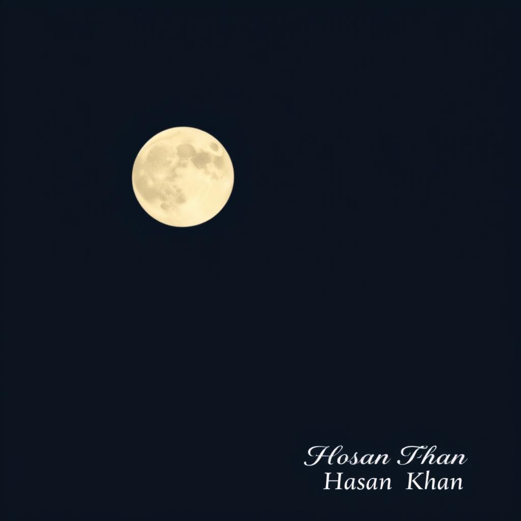 A minimalistic and elegant cover design for a poem anthology, featuring a large, plain full moon in a calm night sky