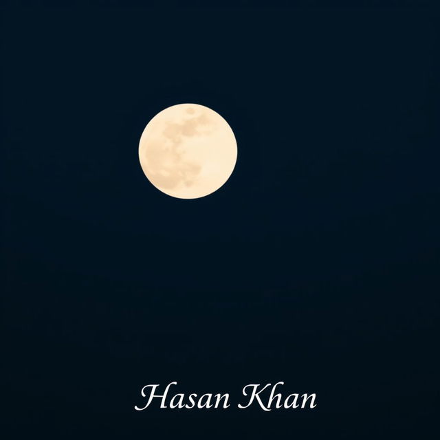 A minimalistic and elegant cover design for a poem anthology, featuring a large, plain full moon in a calm night sky