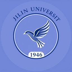 Create a logo for Jilin University featuring a stylized flying bird in an elegant design, incorporating the year '1946