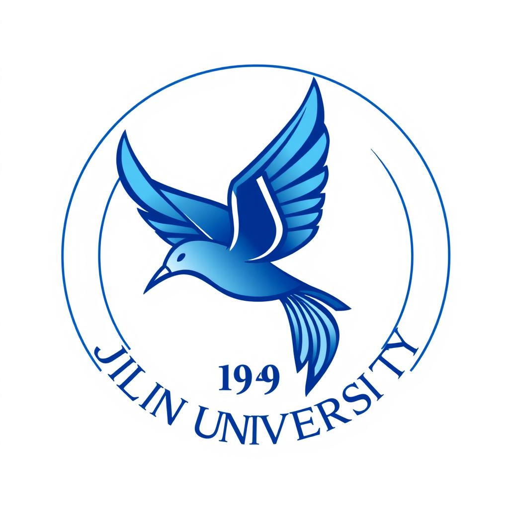 Create a logo for Jilin University featuring a stylized flying bird in an elegant design, incorporating the year '1946