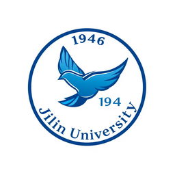 A logo design for Jilin University featuring a flying bird gracefully soaring within a circular shape