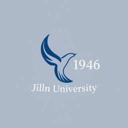 Design a logo for Jilin University featuring a stylized flying bird, representing freedom and progress, incorporated within a circular design
