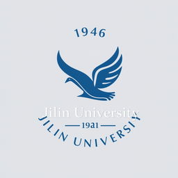 Design a logo for Jilin University featuring a stylized flying bird, representing freedom and progress, incorporated within a circular design