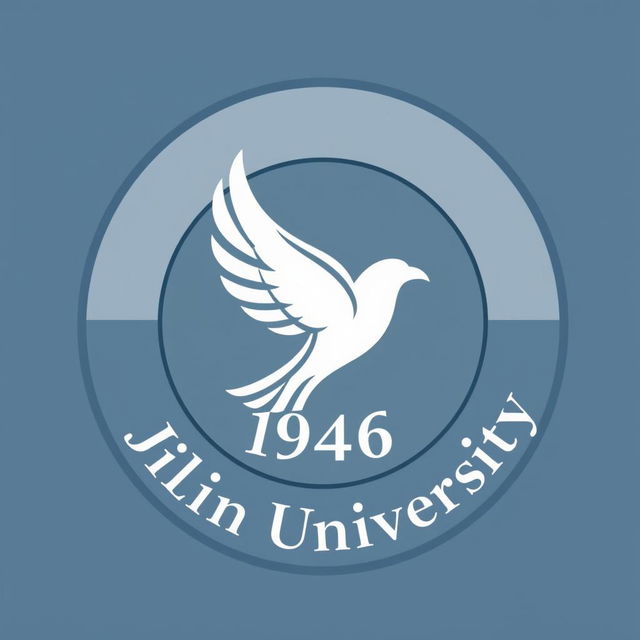 Design a logo for Jilin University featuring a stylized flying bird, representing freedom and progress, incorporated within a circular design