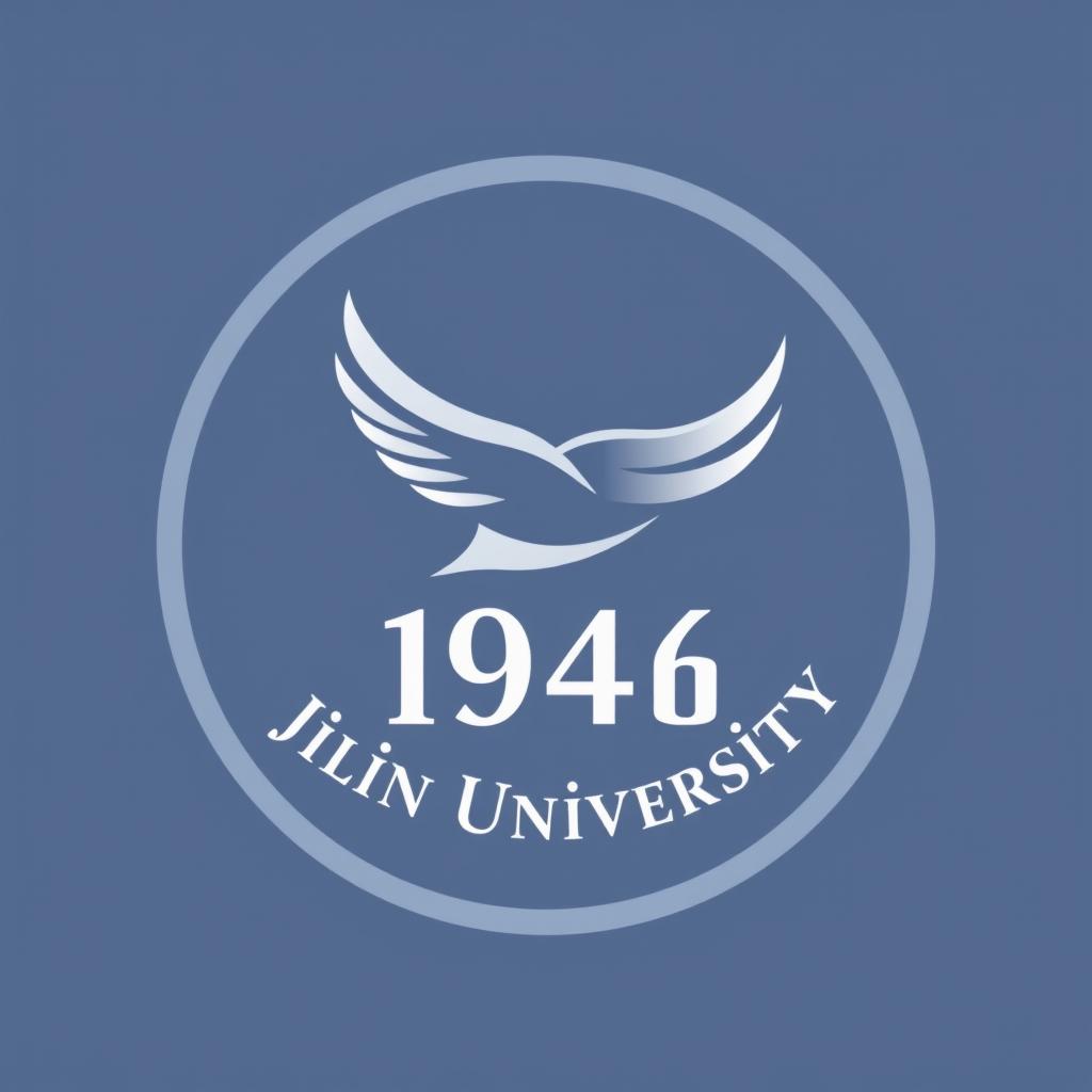 Design a logo for Jilin University featuring a stylized flying bird, representing freedom and progress, incorporated within a circular design