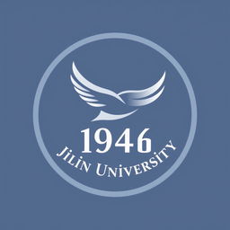 Design a logo for Jilin University featuring a stylized flying bird, representing freedom and progress, incorporated within a circular design
