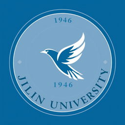A logo for Jilin University featuring a stylized flying bird set within a circular design