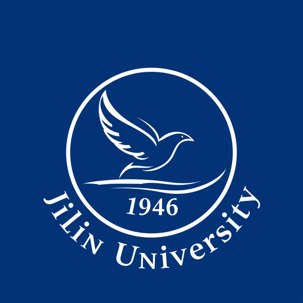 A logo for Jilin University featuring a stylized flying bird set within a circular design