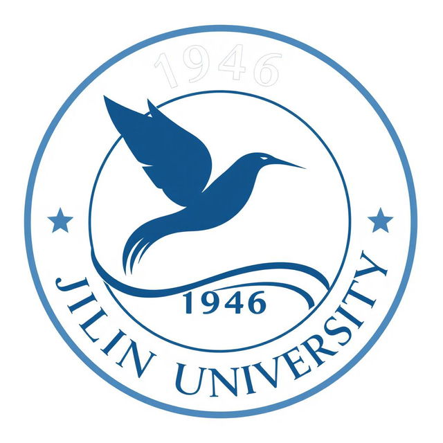 A logo for Jilin University featuring a stylized flying bird set within a circular design