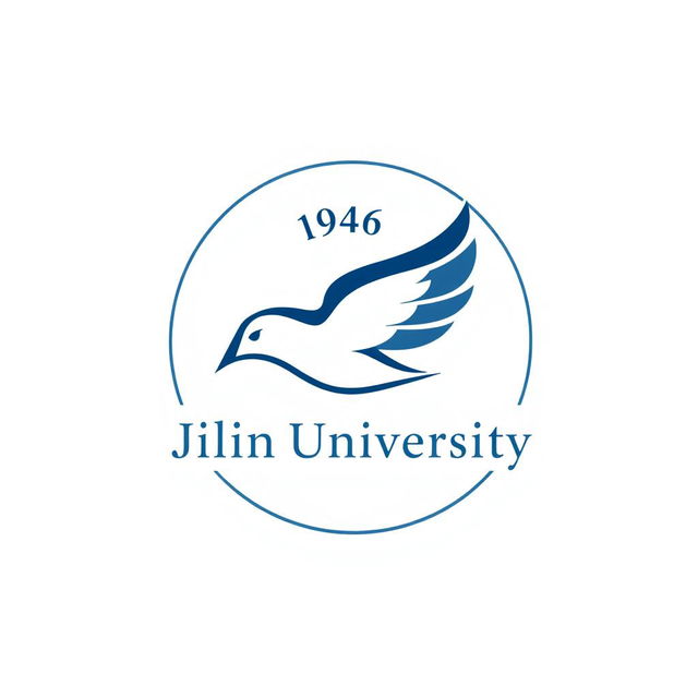 A logo design for Jilin University featuring a stylized flying bird, incorporating the year 1946 in a prominent way