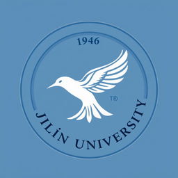 A circular logo for Jilin University featuring a stylized flying bird in the center