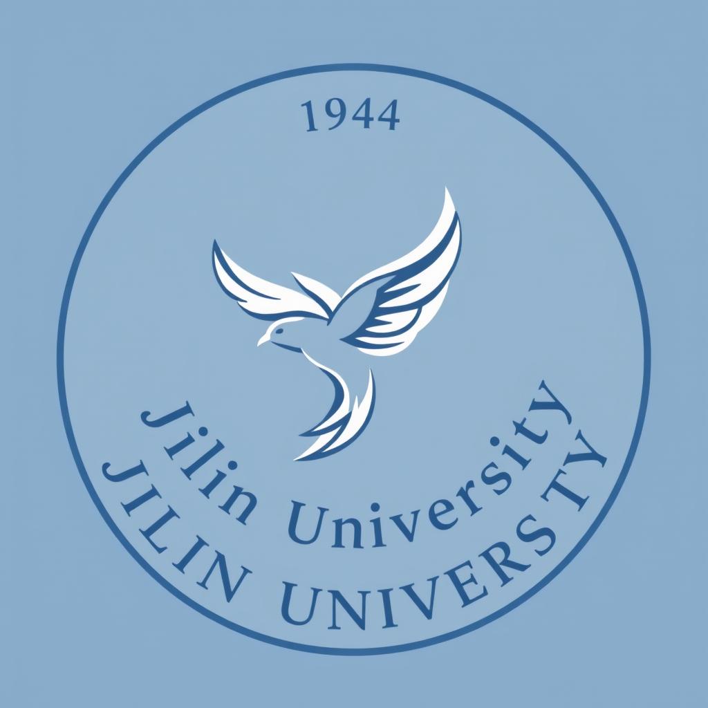 A circular logo for Jilin University featuring a stylized flying bird in the center