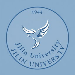 A circular logo for Jilin University featuring a stylized flying bird in the center