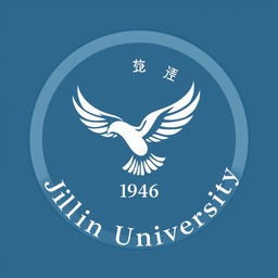 A circular logo for Jilin University featuring a stylized flying bird in the center