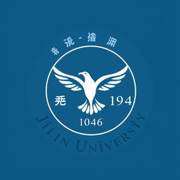 A circular logo for Jilin University featuring a stylized flying bird in the center
