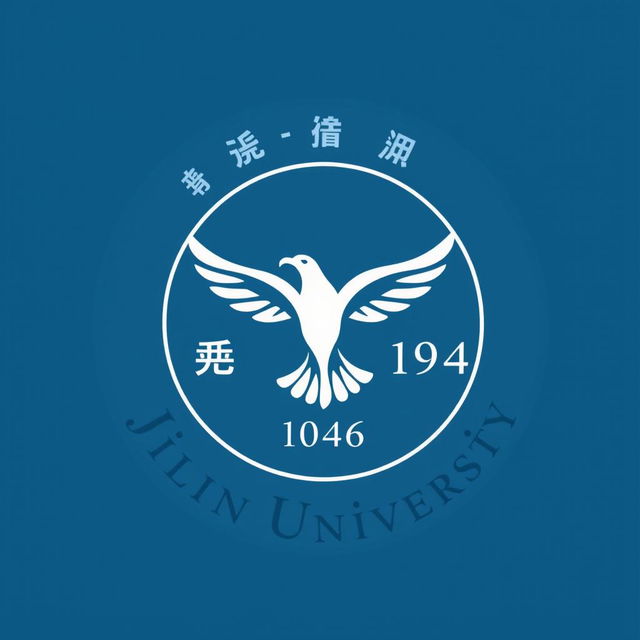 A circular logo for Jilin University featuring a stylized flying bird in the center