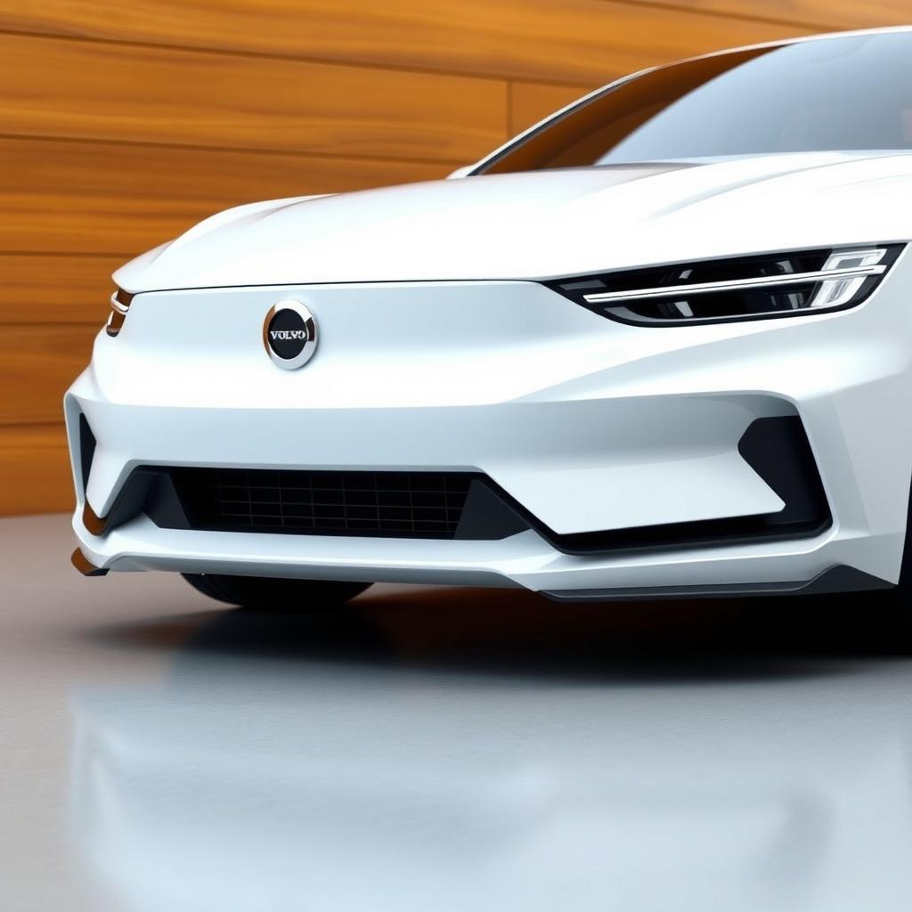 A 3D rendering of a sleek, modern white sports car with a low profile and sharp angles