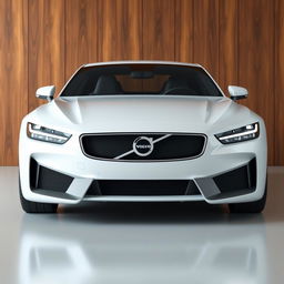 A 3D rendering of a sleek, modern white sports car with a low profile and sharp angles