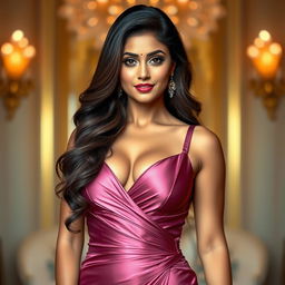 A glamorous portrait of a woman inspired by the popular actress Rashmika Mandanna, showcasing her beauty and elegance