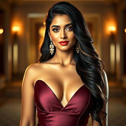 A glamorous portrait of a woman inspired by the popular actress Rashmika Mandanna, showcasing her beauty and elegance
