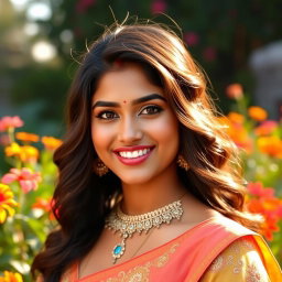 A stunning portrait of Rashmika Mandanna, showcasing her beautiful smile and expressive eyes
