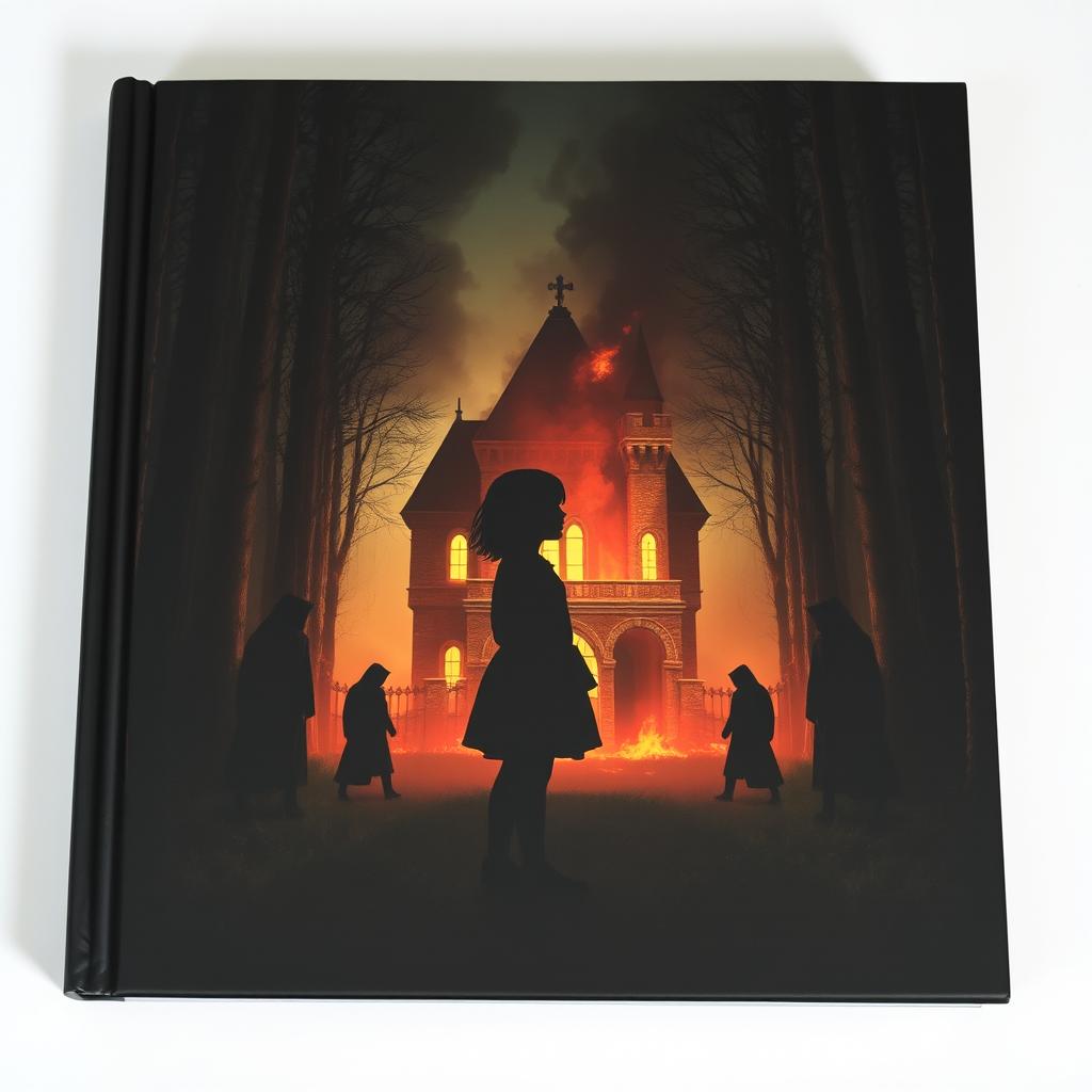 A dramatic book cover featuring the silhouette of a young girl standing in a dark, sparse forest