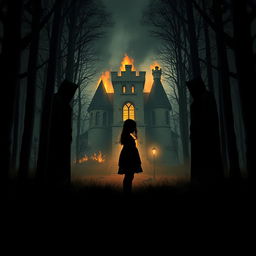 A dramatic book cover featuring the silhouette of a young girl standing in a dark, sparse forest