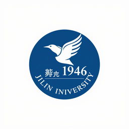 A logo design for Jilin University featuring a stylized flying bird at the center, incorporating the exact date '1946' prominently