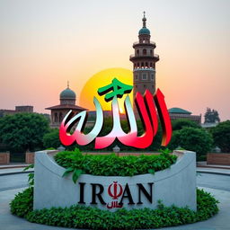 An artistic representation of the symbol of Iran, featuring the intricate and stylized Persian script representing the term 'Iran'