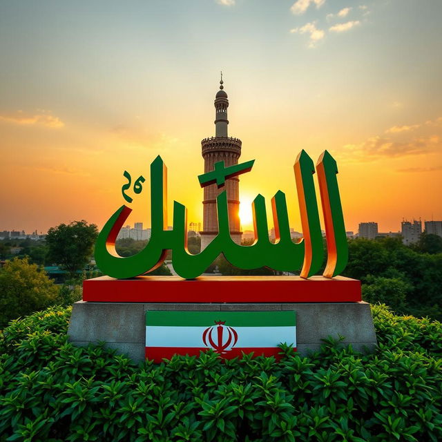 An artistic representation of the symbol of Iran, featuring the intricate and stylized Persian script representing the term 'Iran'