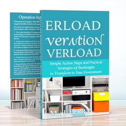 A visually appealing book cover design for the title 'Operation Overload' with the subtitle 'Cleaning and Organizing with ADHD: Simple Action Steps and Practical Strategies to Transform Your Environment'