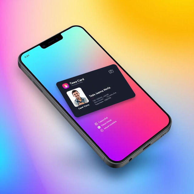 A sleek and modern mobile app interface for the TawaCard Digital Business Card