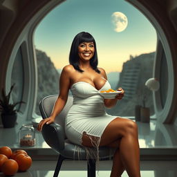 Realistic full body image of a mature woman in her 50s, radiating a seductive allure